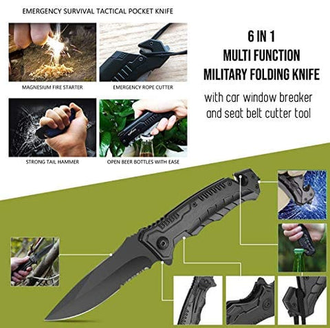 ASA Techmed Emergency Survival Kit 50 Pc Survival Gear Tactical IFAK First Aid Kit for Camping Adventures SOS Emergency Flashlight Pen Paracord Bracelet Fishing Kit Compass with Molle Pouch Outdoors