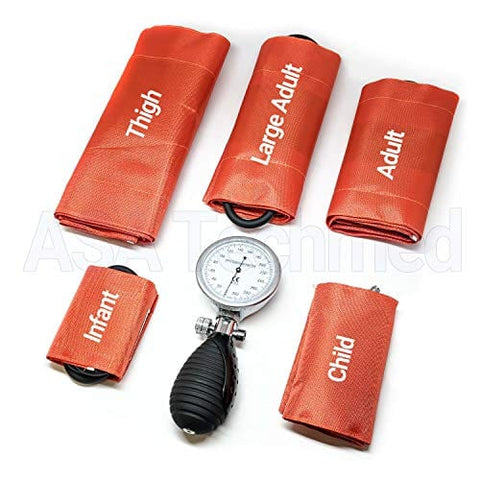 5 Cuff Blood Pressure Aneroid Sphygmomanometer Cuff System and Black Stethoscope Aneroid Sphygmomanometer / Manual Blood Pressure Monitor