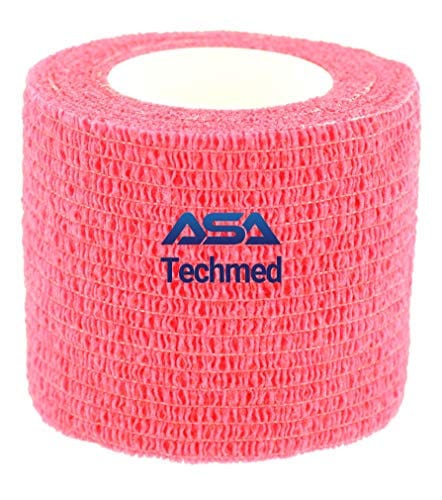 ASA TECHMED - 12 Pack, Red 2” x 5 Yards, Self-Adherent Cohesive Tape, Strong Sports Tape for Wrist, Ankle Sprains & Swelling, Self-Adhesive Bandage Rolls Cohesive / Self Adhesive Bandages