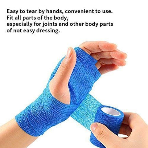 6 - Pack, 2” x 5 Yards, Self-Adherent Cohesive Tape, Strong Sports Tape for Wrist, Ankle Sprains & Swelling, Self-Adhesive Bandage Rolls Cohesive / Self Adhesive Bandages