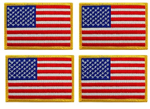 Pack 4 Small US Flag Embroidered Iron on Patch Sew on Patch USA United  States of America Flag Patch