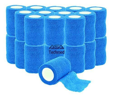 Self-Adherent Cohesive Tape Rolls in Assorted Sizes and Colors Blue 24-Pack Cohesive / Self Adhesive Bandages