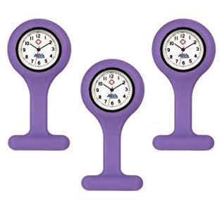 Silicone Nurse Watch with Pin Clip/ Medical Brooch Fob Watch - Assorted Colors Purple 3 Nurse Watches
