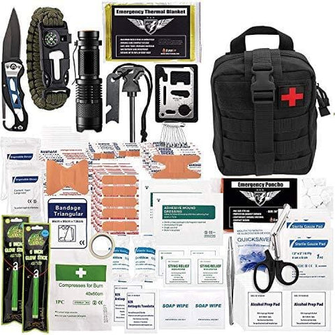 250-Piece Survival First Aid Kit with Molle Pouch Tactical Black Tactical / Trauma kits