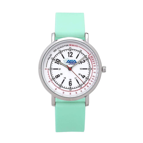 Nurse Watch with 30 Pulsometer, Silicone Band, Second Hand, and Military Time - Assorted Colors Turquoise Nurse Watches