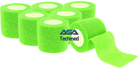 Self-Adherent Cohesive Tape Rolls in Assorted Sizes and Colors Green 6-Pack Cohesive / Self Adhesive Bandages