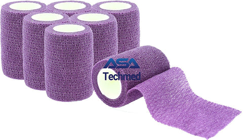 Self-Adherent Cohesive Tape Rolls in Assorted Sizes and Colors Purple 6-Pack Cohesive / Self Adhesive Bandages