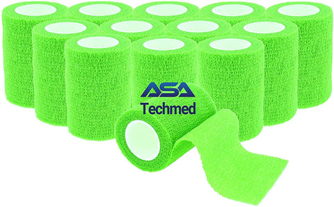 Self-Adherent Cohesive Tape Rolls in Assorted Sizes and Colors Green 12-Pack Cohesive / Self Adhesive Bandages