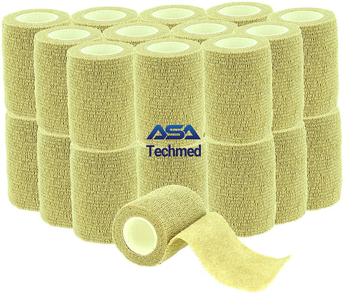 Self-Adherent Cohesive Tape Rolls in Assorted Sizes and Colors Tan 24-Pack Cohesive / Self Adhesive Bandages
