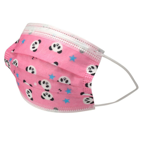 Kids Disposable Face Mouth Mask 3-Ply with Ear Loop 50-Pack Children's Mask Pink Panda Face Masks