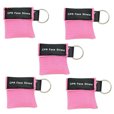 Keychain CPR Masks with One-Way Valve 5-Pack - Assorted Colors Pink CPR Masks