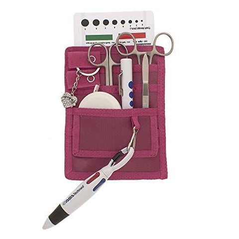Nurse Organizer Pouch with Stainless Steel & White Instruments - Assorted Colors Dark Pink Nurse Kits
