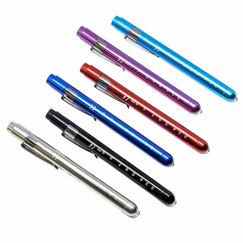 Nurse Pupil Gauge LED Pen Light Aluminum Penlight with Batteries - Assorted Colors Flashlights