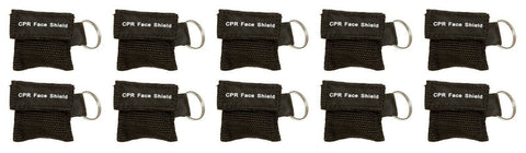 Keychain CPR Masks with One-Way Valve (10-Pack)- Assorted Colors Black CPR Masks