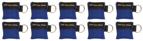 Keychain CPR Masks with One-Way Valve (10-Pack)- Assorted Colors Blue CPR Masks