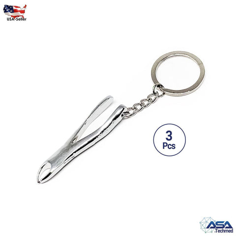 Nurse Medical Box Medical Key Chain Needle Syringe Stethoscope Keychain Silver Dental plier 3 psc Nurse Products