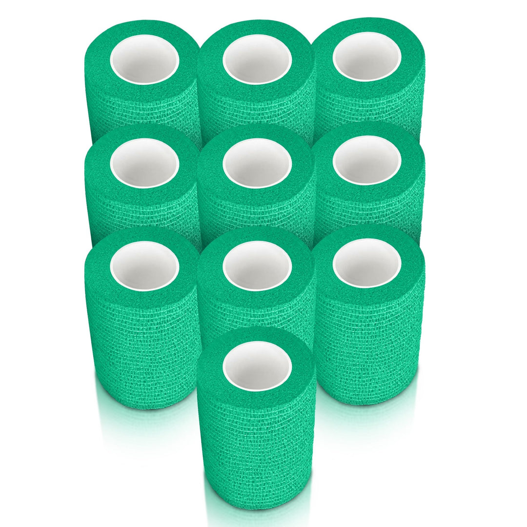 10 Pack Self - Adherent Cohesive Tape – 3" x 5 Yards Sports Bandage Rolls - ASA TECHMED