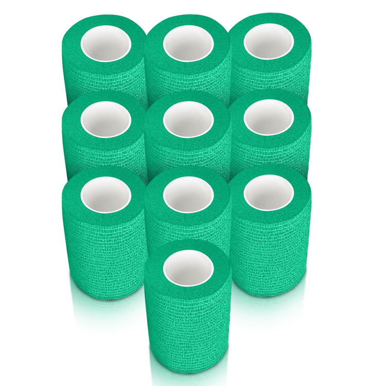 10 Pack Self - Adherent Cohesive Tape – 3" x 5 Yards Sports Bandage Rolls - ASA TECHMED