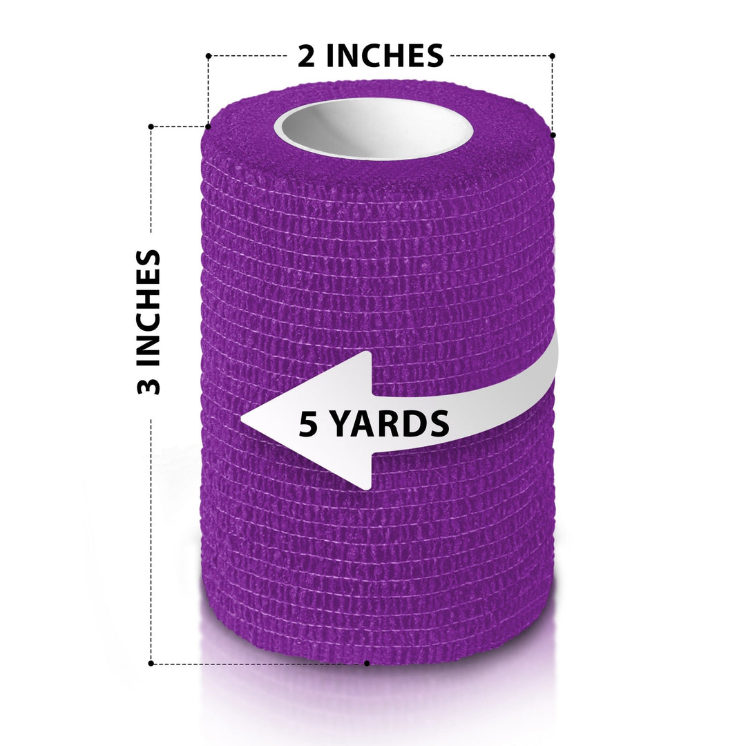 Roll of elastic bandage with measurements on a white background