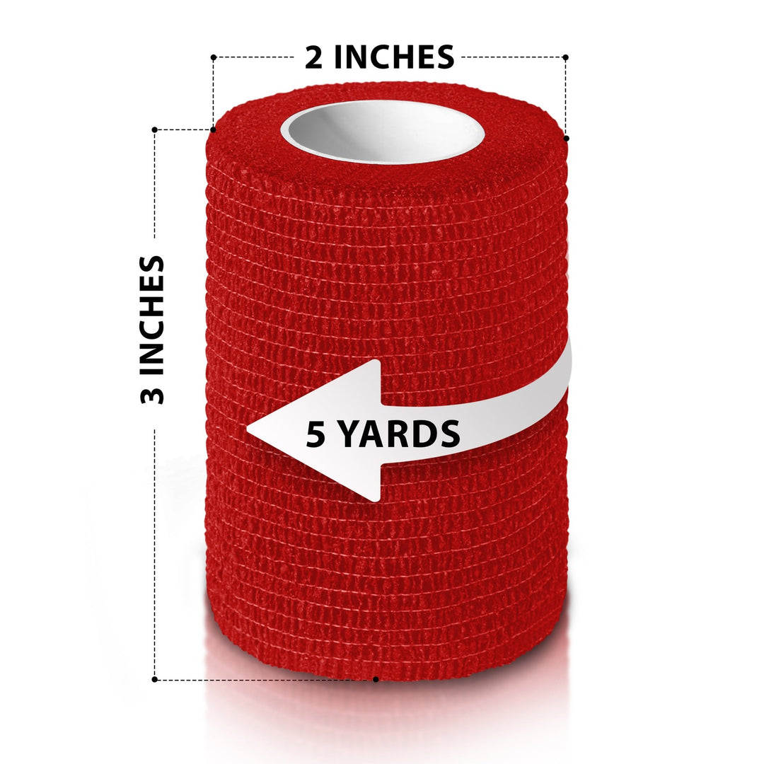 Roll of elastic bandage with measurements on a white background