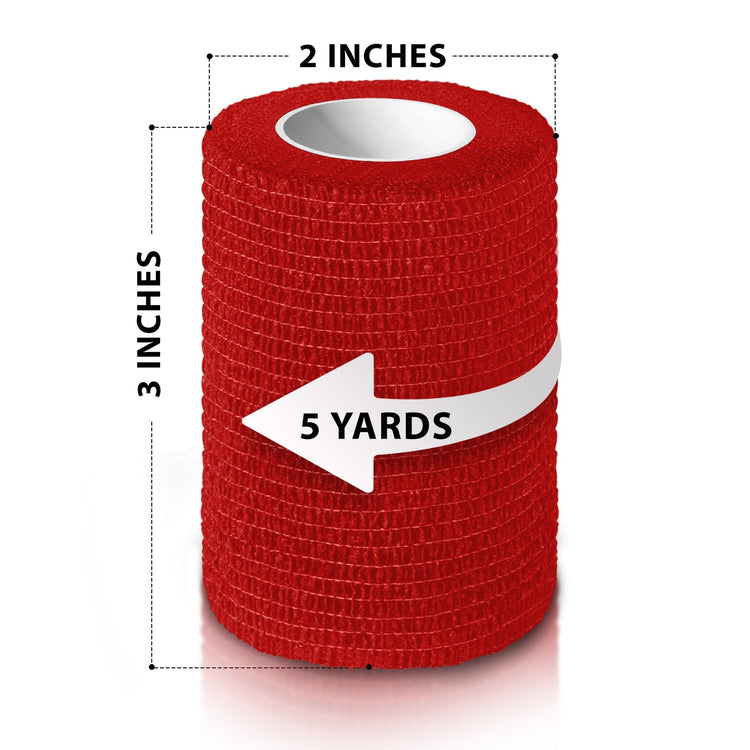 Roll of elastic bandage with measurements on a white background