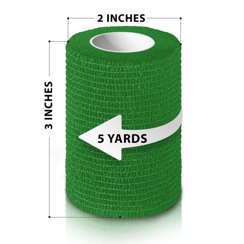 10 Pack Self - Adherent Cohesive Tape – 3" x 5 Yards Sports Bandage Rolls - ASA TECHMED