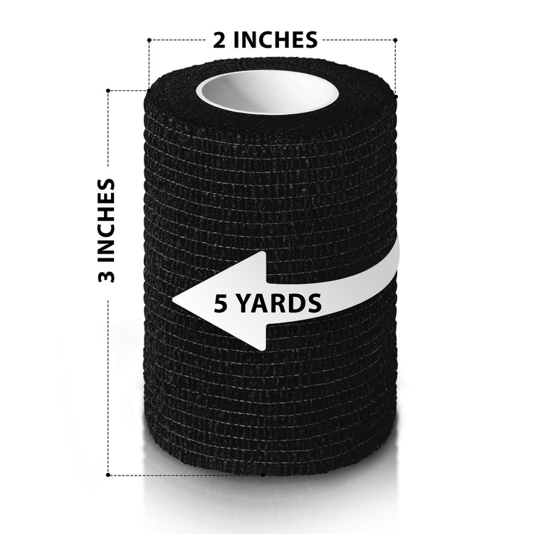 Roll of elastic bandage with measurements on a white background