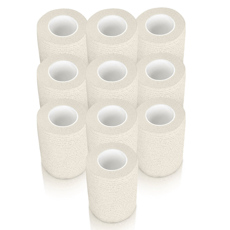 10 Pack Self - Adherent Cohesive Tape – 3" x 5 Yards Sports Bandage Rolls - ASA TECHMED