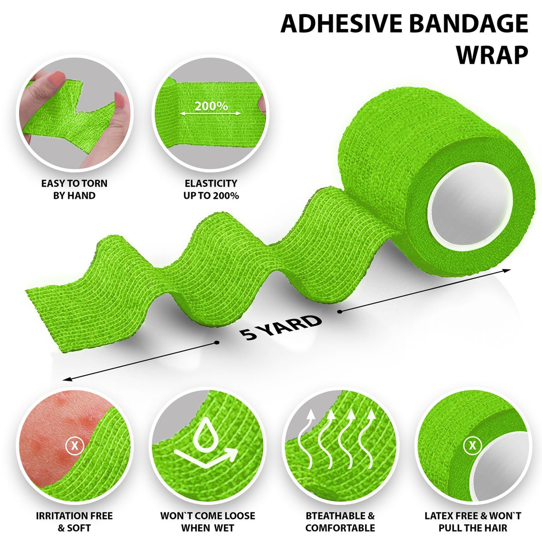 Light Green adhesive bandage wrap with features highlighted on a white background