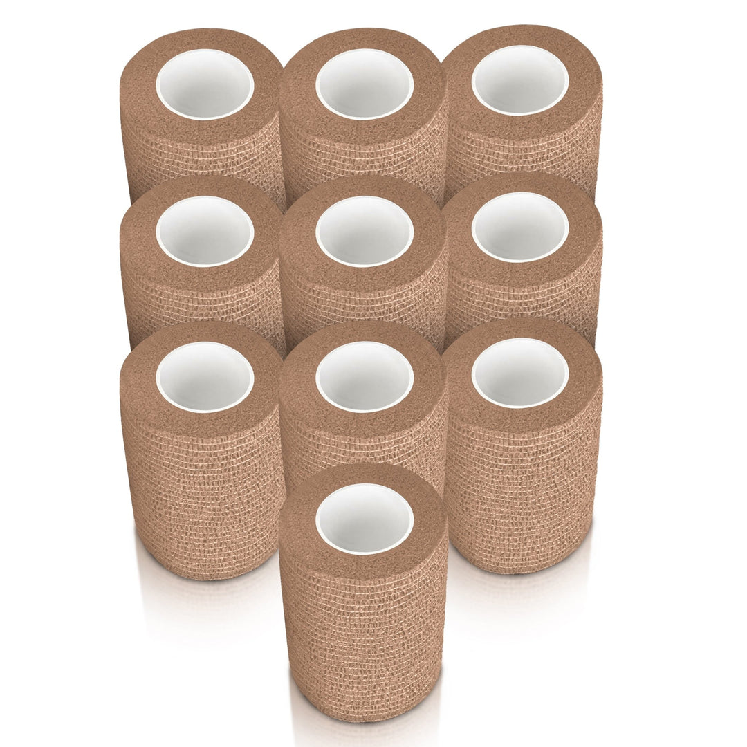 10 Pack Self - Adherent Cohesive Tape – 3" x 5 Yards Sports Bandage Rolls - ASA TECHMED