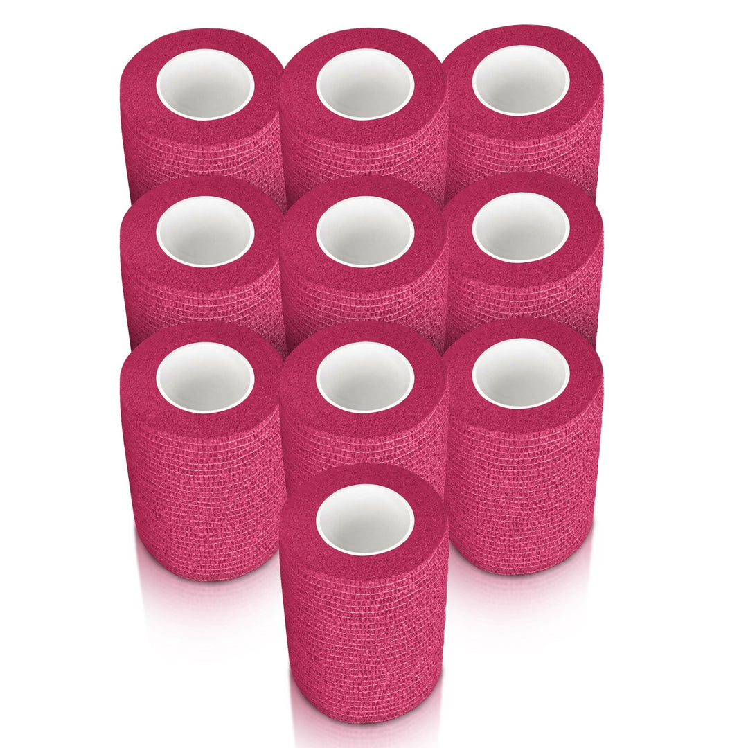 10 Pack Self - Adherent Cohesive Tape – 3" x 5 Yards Sports Bandage Rolls - ASA TECHMED