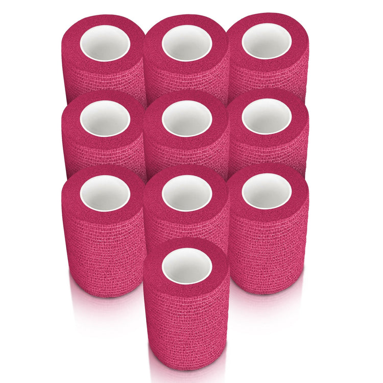10 Pack Self - Adherent Cohesive Tape – 3" x 5 Yards Sports Bandage Rolls - ASA TECHMED