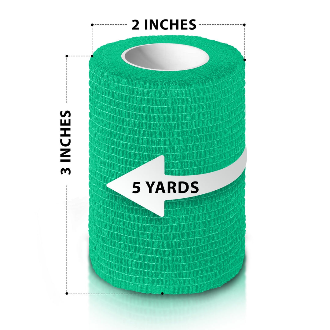 Roll of elastic bandage with measurements on a white background