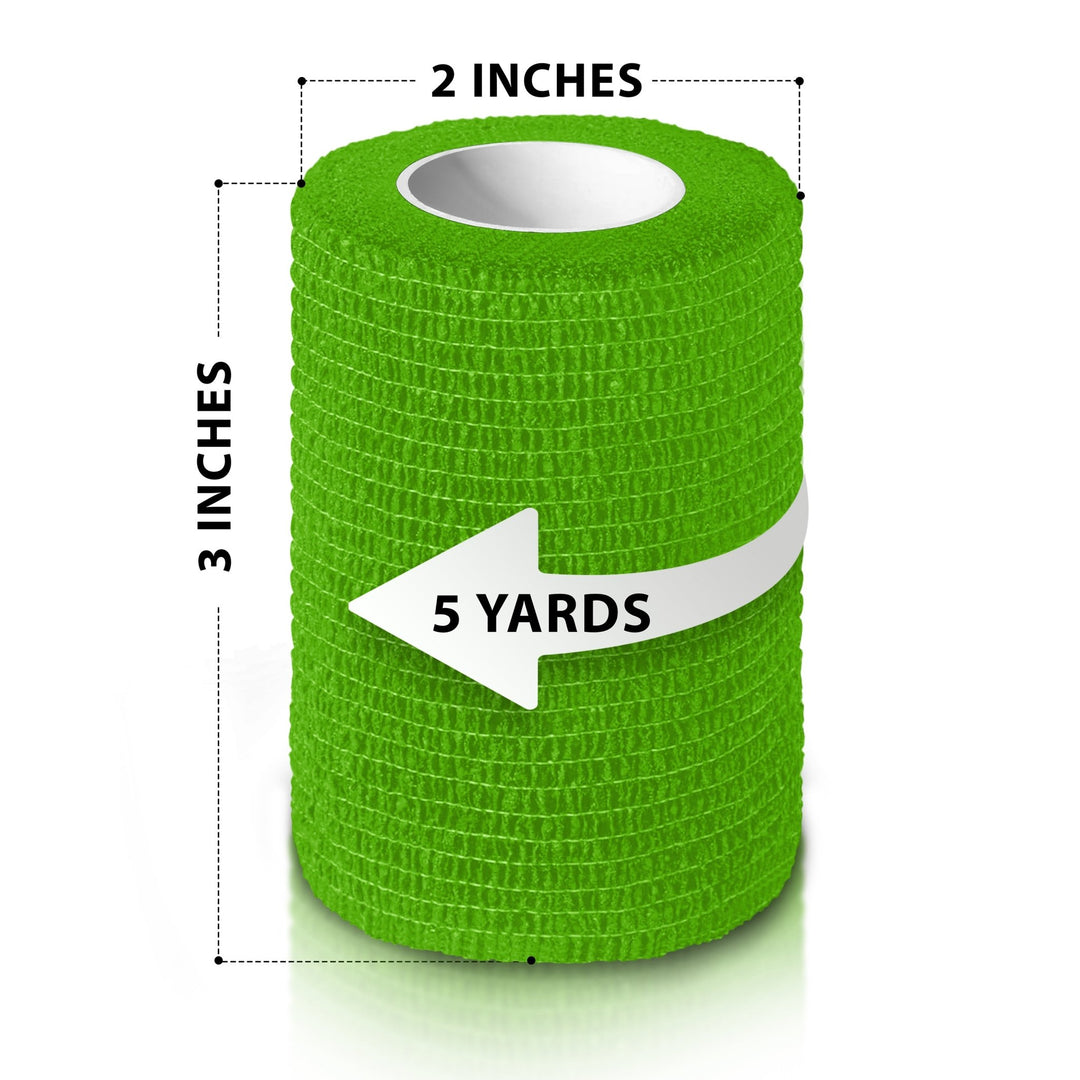 Roll of elastic bandage with measurements on a white background