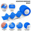 Blue adhesive bandage wrap with features highlighted on a white background