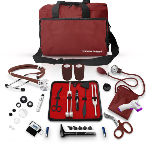 ASA TECHMED Starter Nursing Kit for Nurses - 18 Pcs Essential Set with Stethoscope & Blood Pressure Monitor