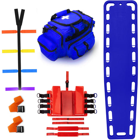 Rescue Kit – Emergency Medical Support with Spine Board, Head Immobilizer, Trauma Bag & 10-Point Strap