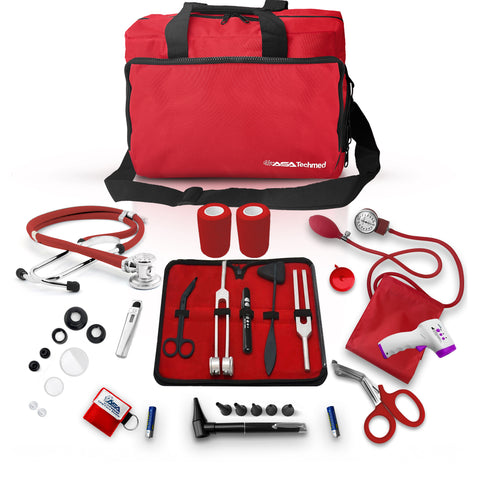ASA TECHMED Starter Nursing Kit for Nurses - 18 Pcs Essential Set with Stethoscope & Blood Pressure Monitor