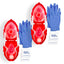 A product image displaying a 2-pack of CPR rescue kits. Two open red cases containing clear masks are shown side-by-side, each paired with folded blue nitrile gloves and two alcohol prep pads.