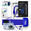 Collection of medical equipment including a stethoscope, digital thermometer, Oximeter and aneroid sphygmomanometer on a white background.