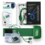 Collection of medical equipment including a stethoscope, digital thermometer, Oximeter and aneroid sphygmomanometer on a white background.