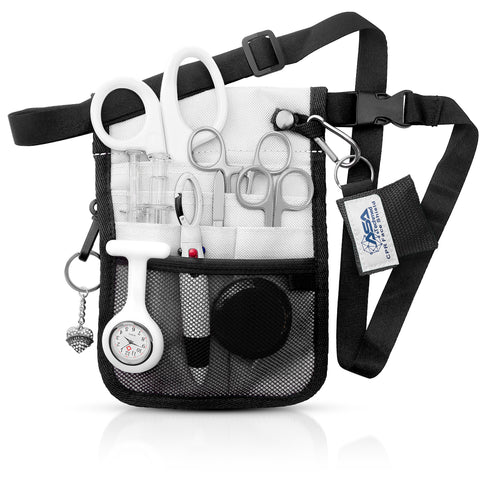 Medical Belt Utility Kit, Nurse Pro Pocket Organizer Pouch Hip Bag for EMT, CNA, NP, PA White Nurse Kits