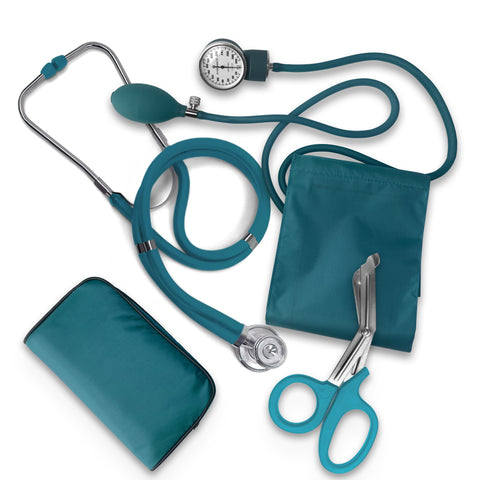 Nurse EMT Starter Pack Stethoscope, Blood Pressure Monitor and Trauma 7.5" EMT Shear Teal Nurse Kits