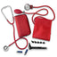 Nurse Essentials Starter Kit with Handheld Travel Case | 3 Part Kit Includes Adult Aneroid Sphygmomanometer Blood Pressure Monitor, Stethoscope, Mini Diagnostic Otoscope Red Nurse Kits