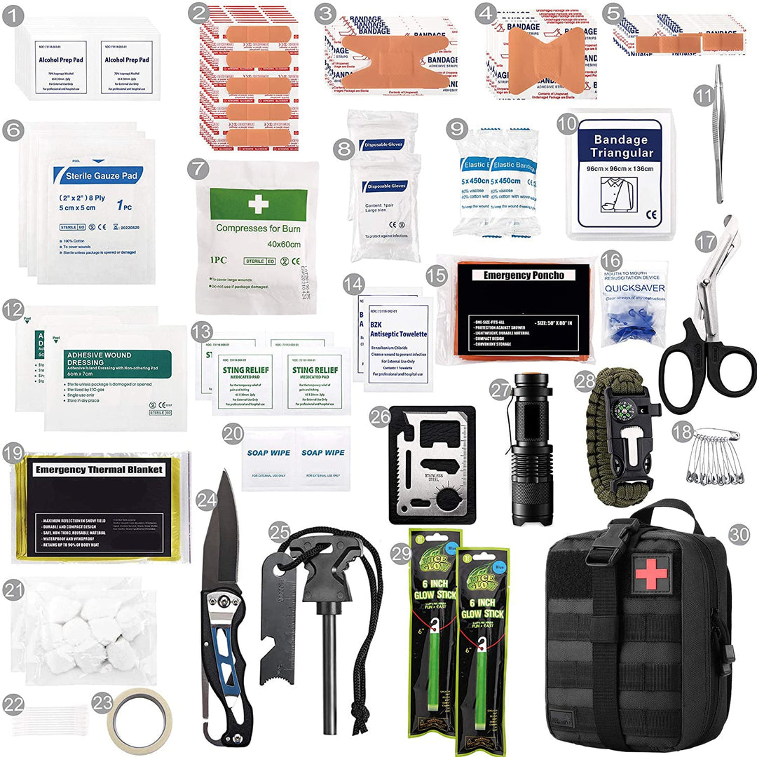 250 - Piece Survival First Aid Kit with MOLLE Pouch - ASA TECHMED