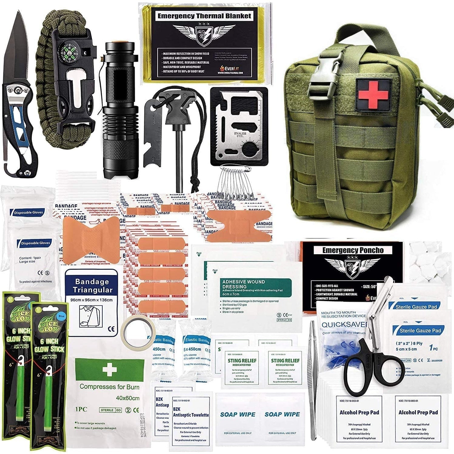 250 - Piece Survival First Aid Kit with MOLLE Pouch - ASA TECHMED