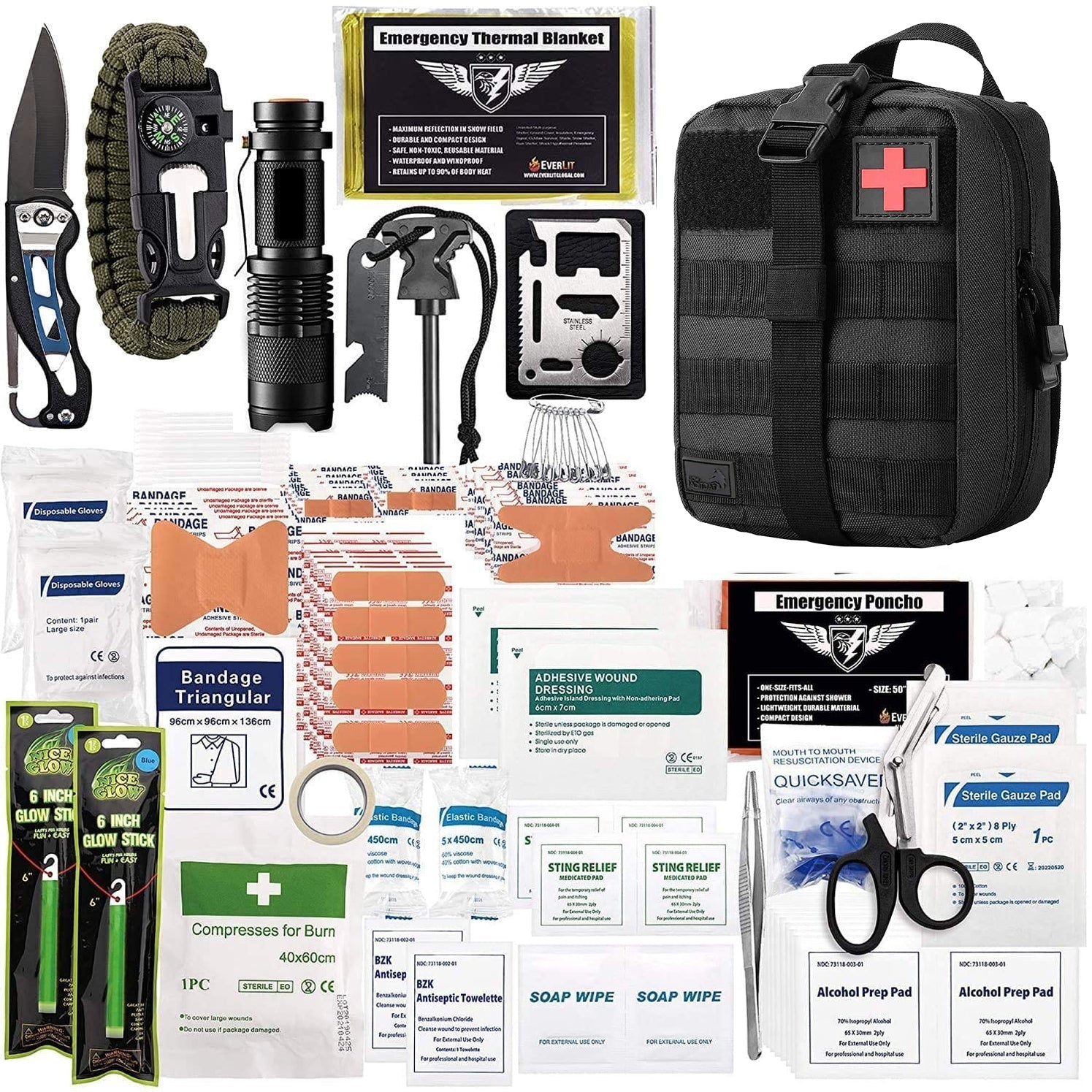 250 - Piece Survival First Aid Kit with MOLLE Pouch - ASA TECHMED