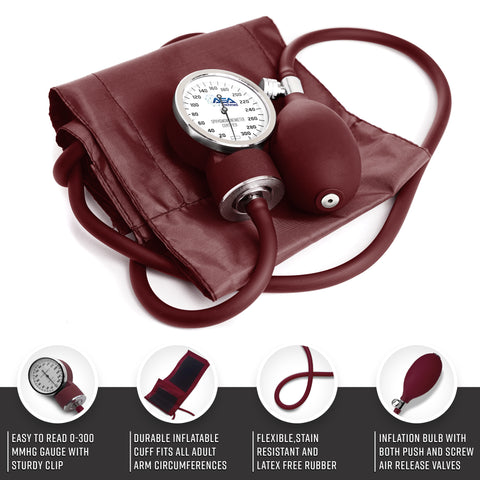 Dual Head Sprague Stethoscope and Sphygmomanometer Manual Blood Pressure Cuff Set with Case, Gift for Medical Students, Doctors, Nurses, EMT and Paramedics