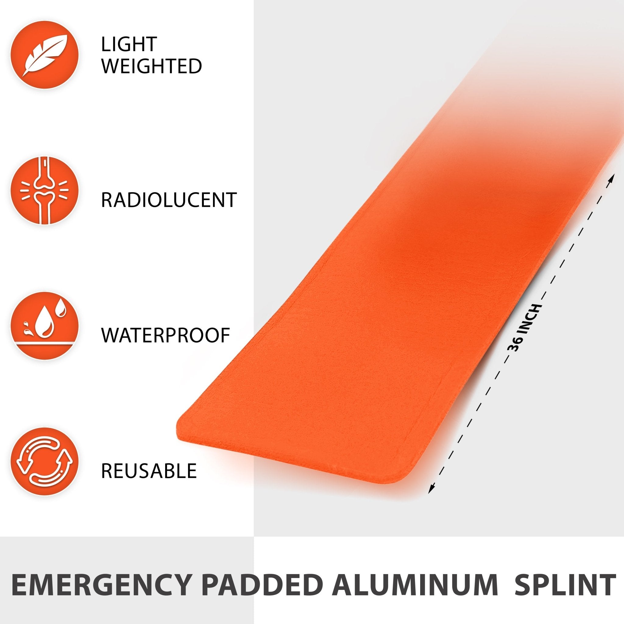 36" Flat Padded Aluminum Splint - Moldable Fracture Support - ASA TECHMED