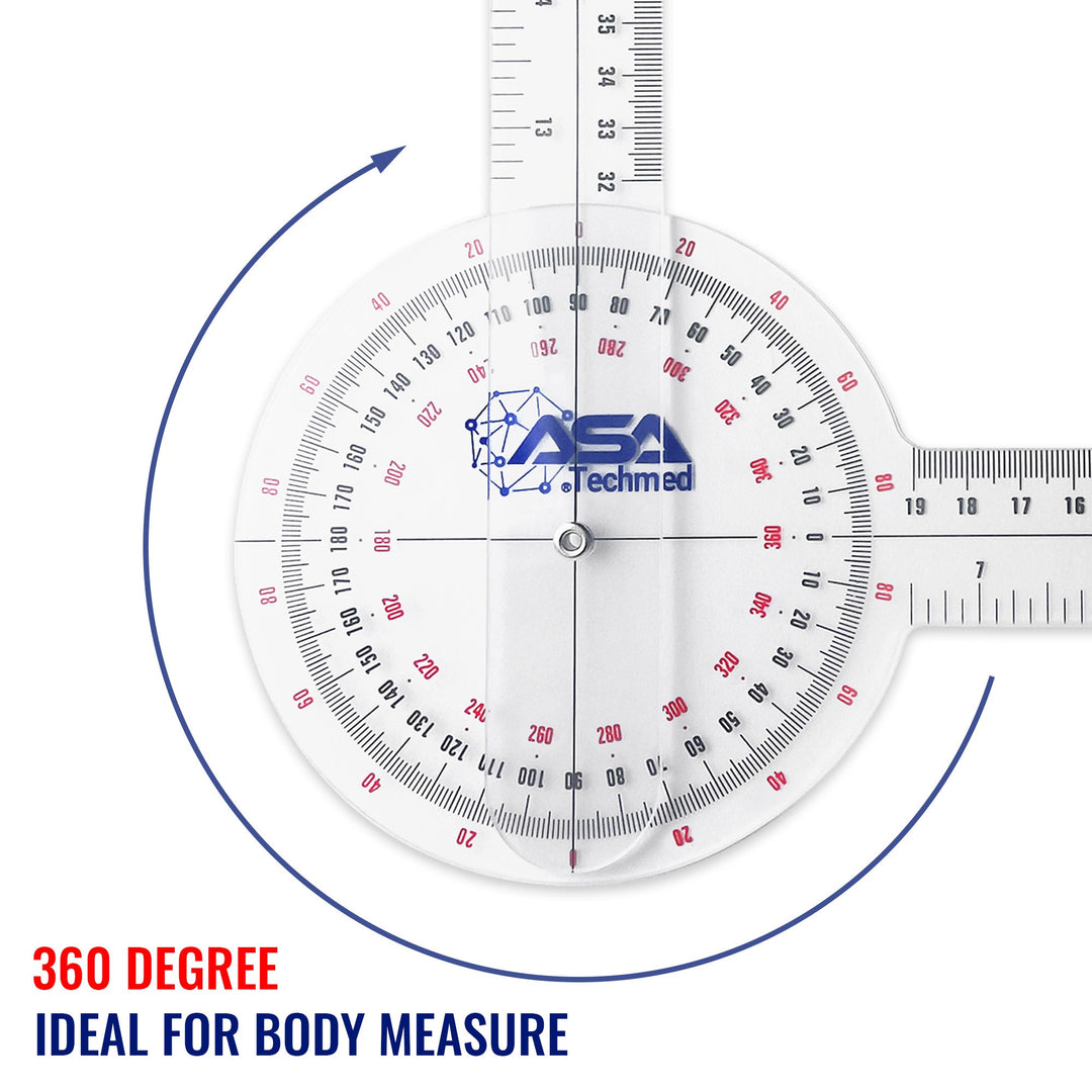 Goniometer Protractor Ruler Set - Multiple Sizes, 3-Pcs | ASA Techmed ...